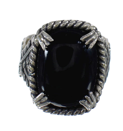 Jet And Genuine Sterling Silver Southwest Jewelry Ring Size 5 WX60425